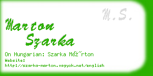 marton szarka business card